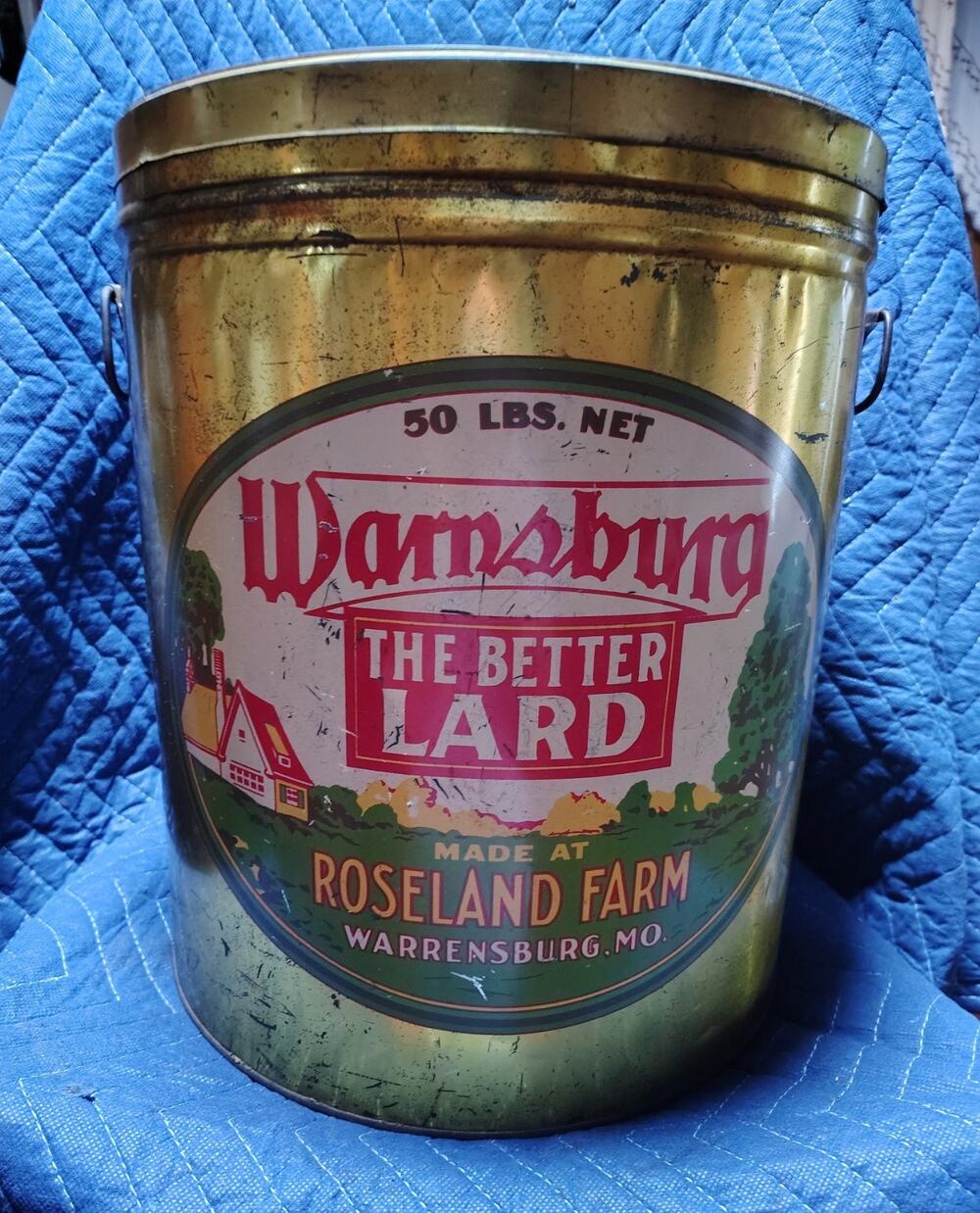 Vintage 50 lb Metal LARD tin